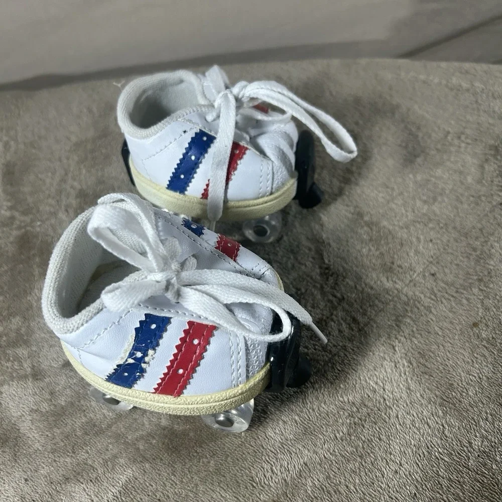 Lot of 2 Build-A-Bear Workshop Roller Skates Y2K White Red Blue Striped 2009